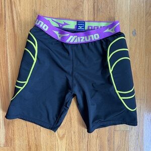 Mizuno Womens Aero Vent Padded Softball Sliding Shorts Black/Purple/Neon. Size L